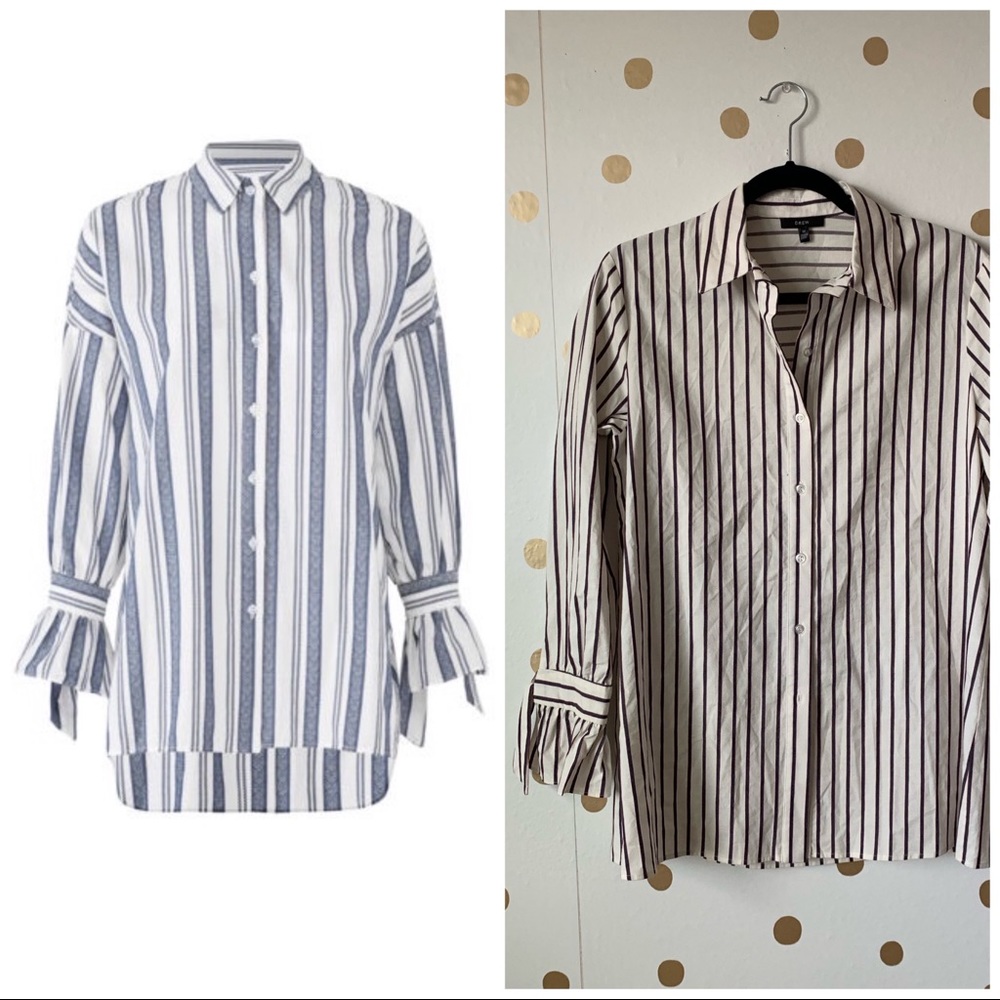 Drew Stripe Tie Sleeve Button Down Top